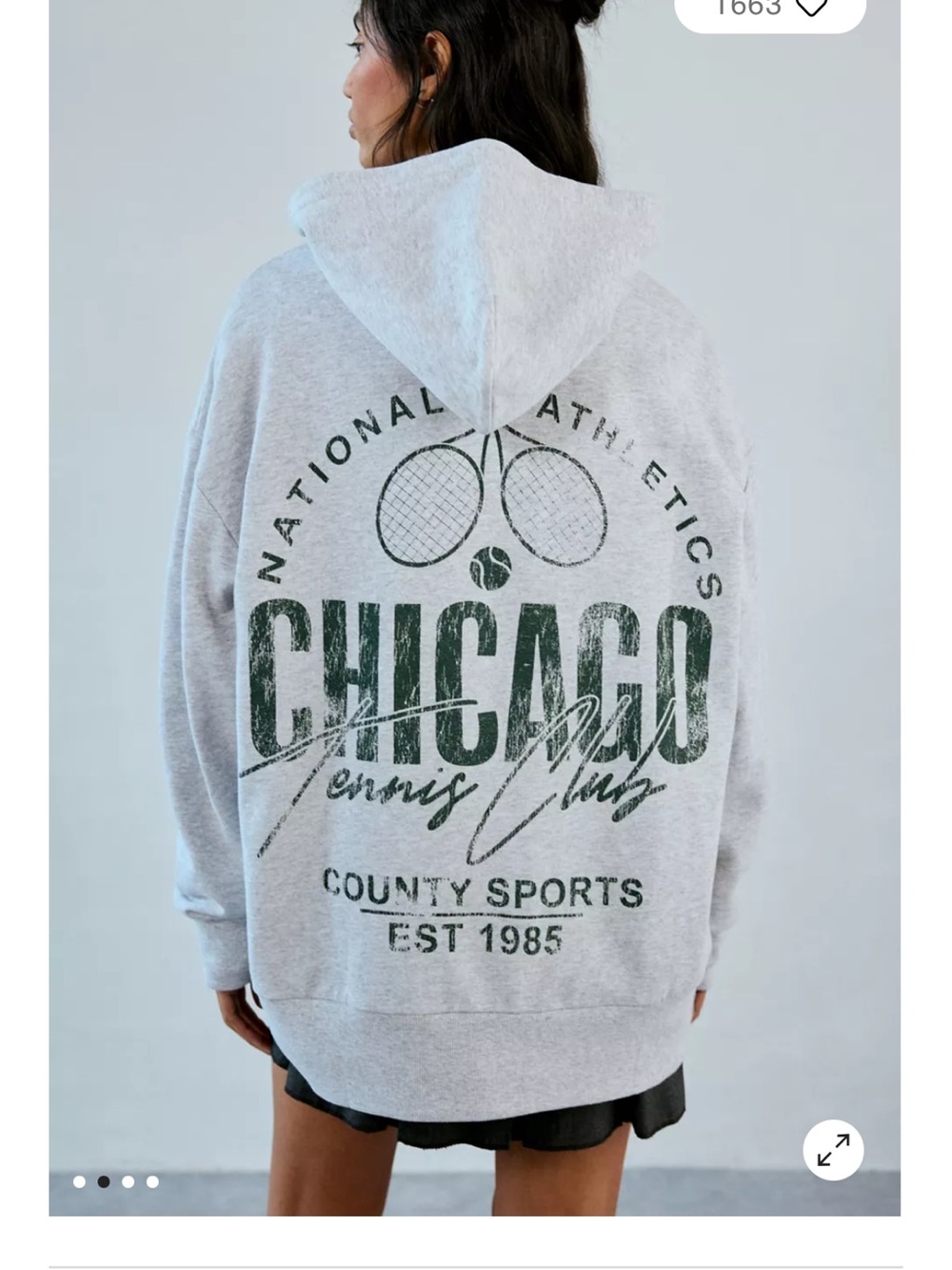 Urban Outfitters Light Gray Chicago Tennis Club Zip-Up Hoodie